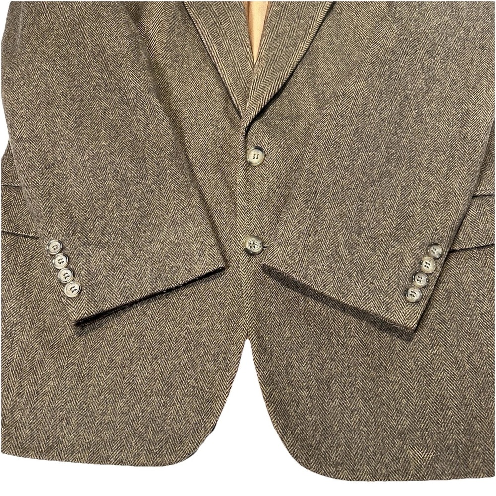 Van Jullen Brown CAMEL HAIR HERRINGBONE Sport Coat Blazer Jacket 40R Vintage - Picture 12 of 13